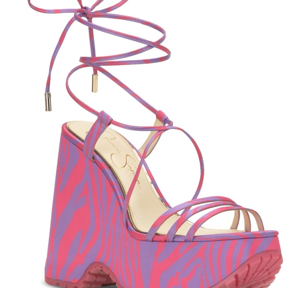 Stylish Pink and Purple Women's Wedge Sandals Jessica Simpson
